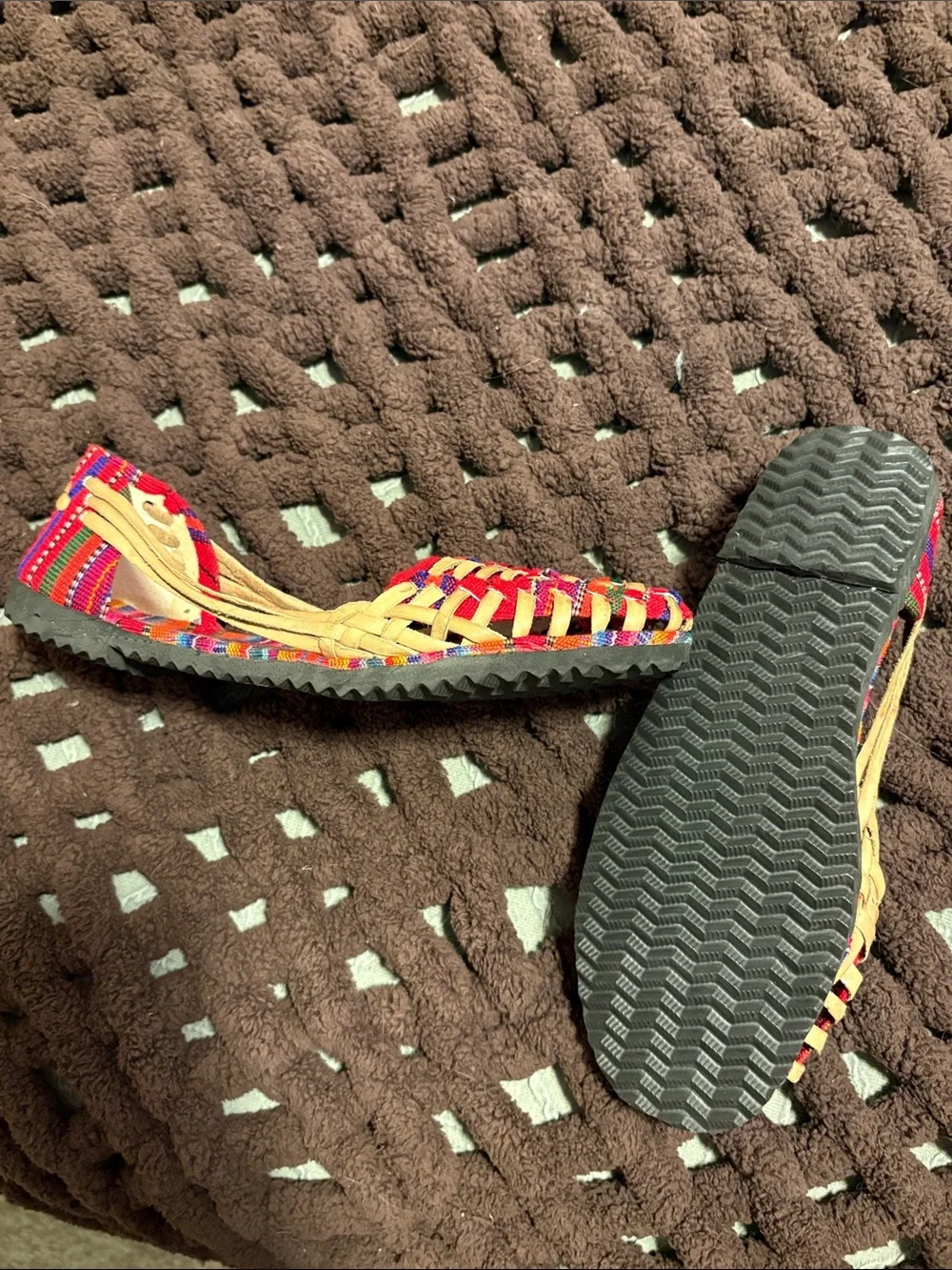Woven Red Multi-Stripe Women’s Huarache Flats